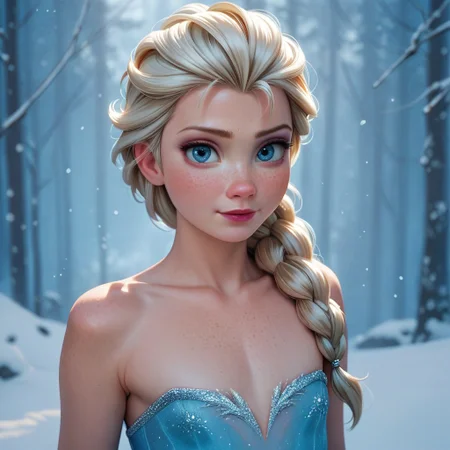 score_9, score_8_up, score_7_up, score_6_up, score_5_up, score_4_up, Elsa, Frozen, flat chest, freckles,. freckled chest, posing,