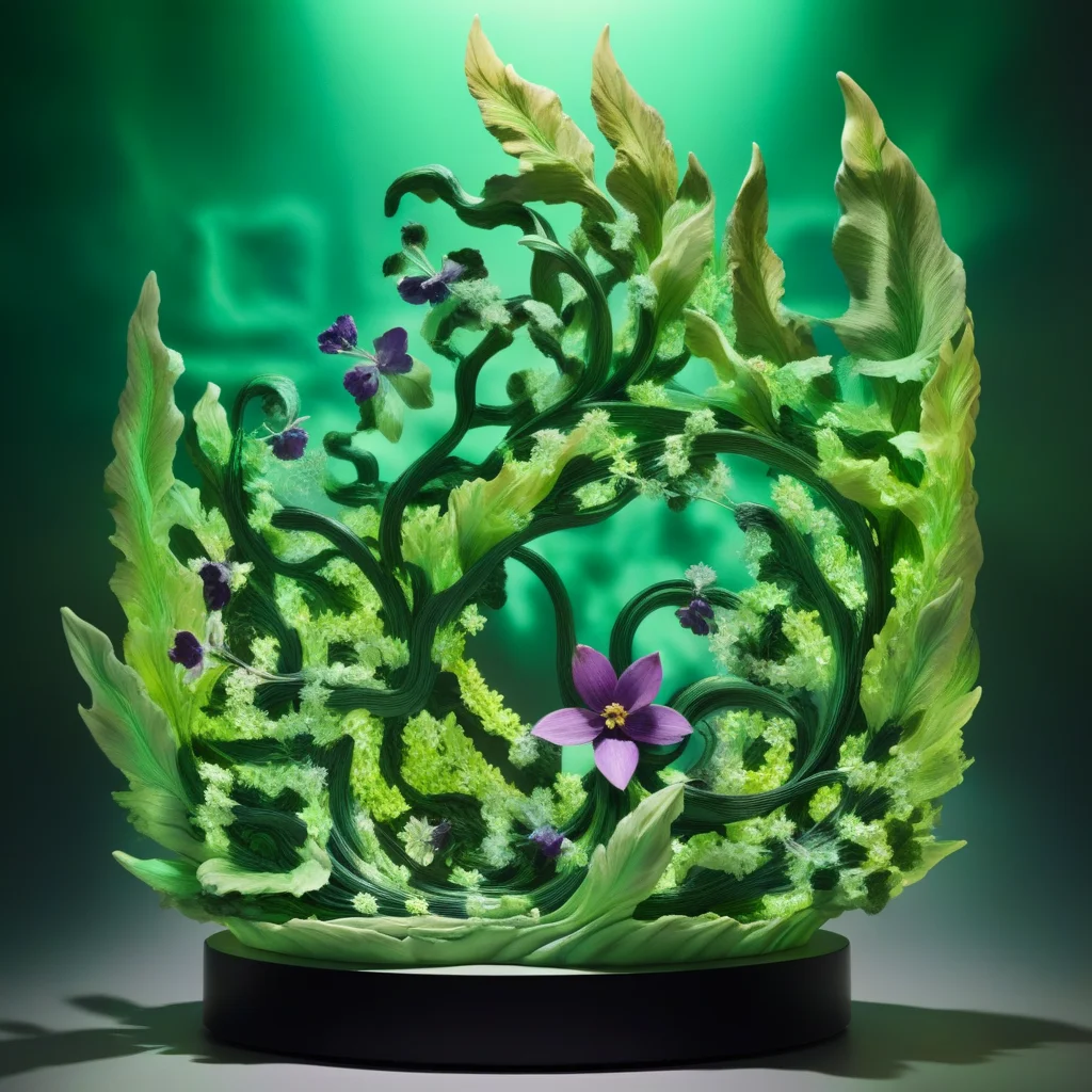 Against a backdrop of aurora-kissed skies, a 3D sculpture takes shape, its surfaces adorned in a symphony of ethereal greens and cosmic violets. The artist's avant-garde approach to lighting effects creates a transcendent experience, as the sculpture seems to emanate a cosmic energy. Shadows, strategically placed, unveil the intricacies of the piece, inviting viewers to explore the interplay between light and form in this digital testament to the evolving landscape of sculpting, hyperdetailed, intricate details, 8k, <lora:xl_more_art-full_v1:0.9>