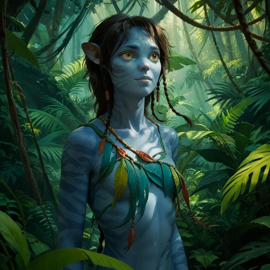 score_9, score_8_up, score_7_up, score_6_up, score_5_up, score_4_up, 1girl, Kiri, blue skin, jungle