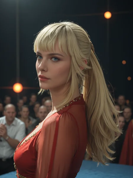 score_9, score_8_up, score_7_up, score_6_up, score_5_up, score_4_up, 1girl, solo, <lora:Lyse_Hext:.8> LyseHext, Blonde hair, long hair, blue eyes, lips, ponytail, bangs, hyur, 1girl, , solo, on a performance stage, wearing red dancing outfit, red flowing clothing, dancing