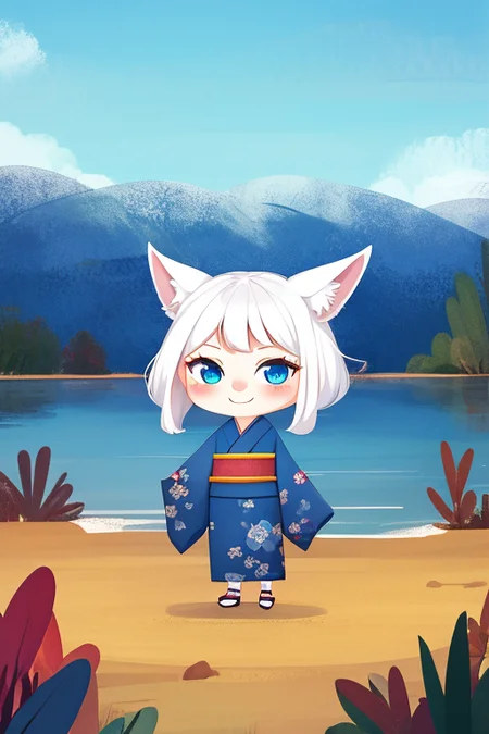 masterpiece,best quality,1girl,solo,white hair,cyan eyes,kimono,kemono,smile,chibi,landscape, <lora:childbookv6-000032:1:1,0,0,0,0,0,0,0,1,2,2,1,0.6,1,0.6,0.5,0.5,2,1,2,1,0,1,1,1,1>