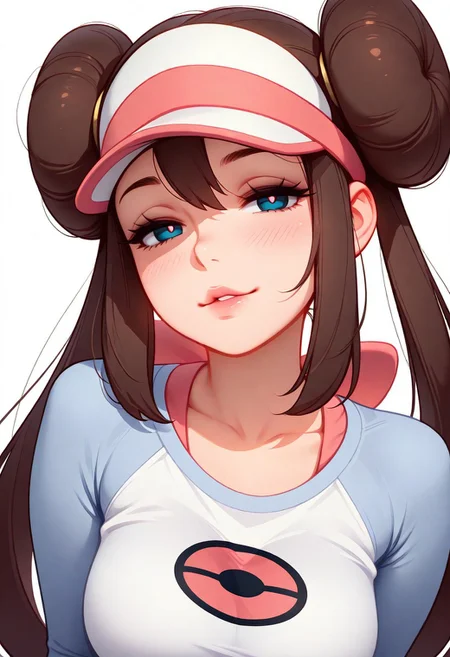 masterpiece, best quality, amazing quality, very aesthetic, (flat colors:1), (Artist:Tsuaii:1), upper body, (relaxed:0.5), (smiling:0.5), seductive pose,
Rosa_(Pokemon),
(neutral white background)