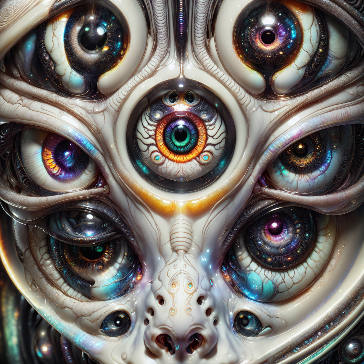 <lora:aiai-DiscoFaces-XL1-v1-captions:0.75> aiai-DiscoFaces style anatomical study of alien eyeballs, macro shot, science and experiments, internal illumination, art by hr giger and national geographic, high quality, 8K Ultra HD, masterpiece, best quality