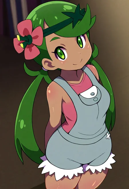 masterpiece, best quality, absurdres, medium breasts, (curvy), cute, eyelashes, shiny skin, vivid colors,
BREAK,
,,,
medium breasts, curvy, tiny woman, small woman , petite, short body, cute girl, pretty girl,
zzMallow, green hair, green eyes, hair flower, hair ornament, grey overalls, pink shirt, sleeveless, grey shorts,
, smile, happy. head tilt, looking at viewer, high angle, library