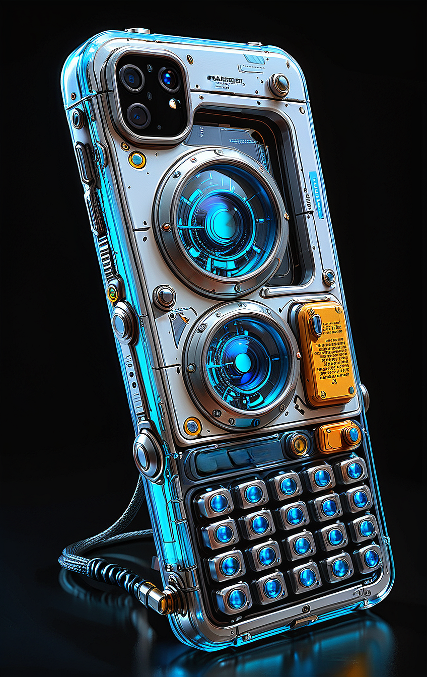 (in ARTIST style:1.4), (masterpiece:1.7), glow blue neon, hyperrealism, glossy, shinny, clear image, accurate picture, clear picture, precise image, focused image,
cute 1girl with (science fiction texture, science fiction skin, science fiction, someplastic, no humans, black background, simple background, phone, still life, cable, screen, cellphone, english text, old style, old phone, device, wearable item) armour, tiny waist,
(masterpiece:1.8), (highest detailed:1.8), (angle:1.8), perfectly lighted, (contrast), (saturated), (((sharp focus))),
(hyperdetailed:1.3), (intricate details:1.2), (Refined details:1.3), (best quality:1.5), highly detailed textures, vibrant colors,
<lora:add-detail-xl:1> (ultra sharp focus:1.8), (detailed skin:1.8), (detailed windows:1.8), (thin lines:1.8), (best quality:1.8),
<lora:Apparatus_-_Traction_City_Walkers_Vehicles:0.7>,
<lora:Someplastic:0.7>,