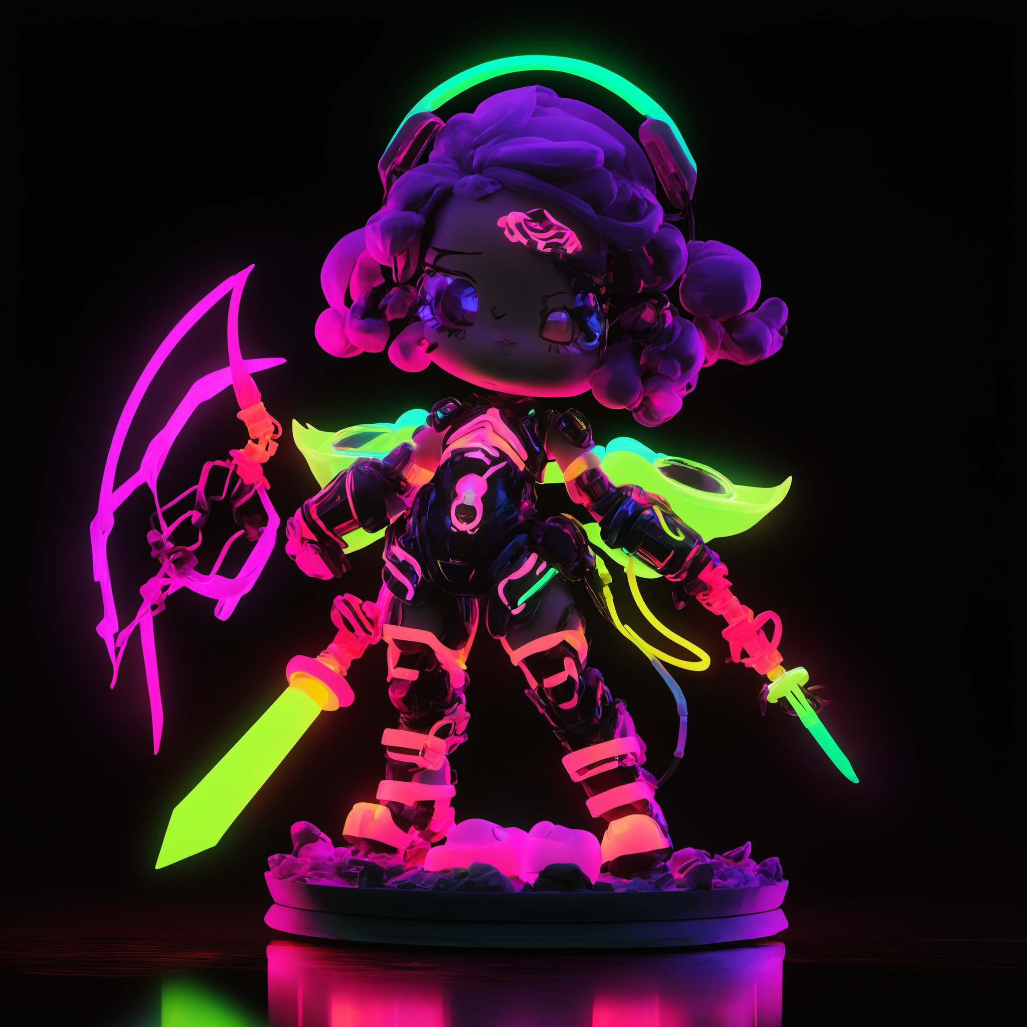 <lora:[XL]DOLL:1>A future warrior in neon