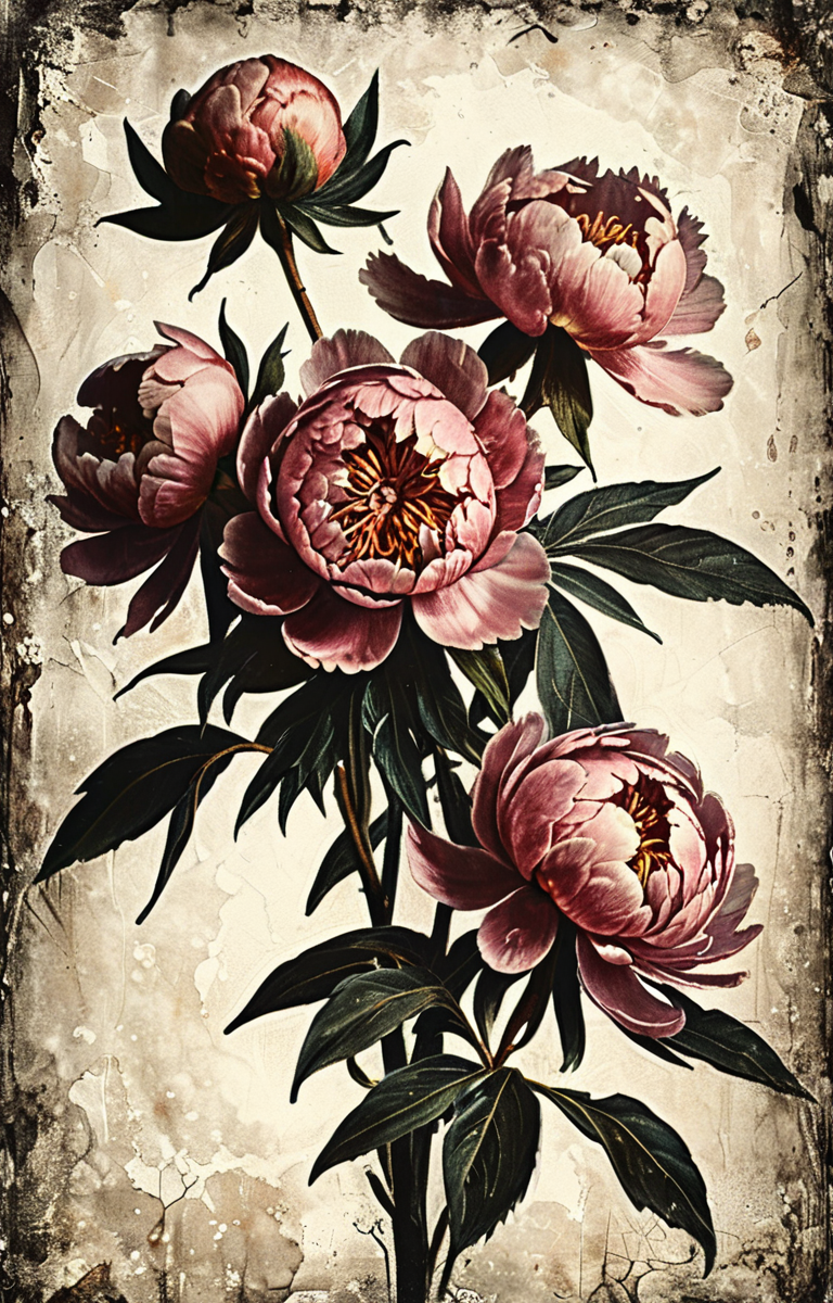 masterpiece,best quality,<lora:tbh21-sdxl:0.9>,illustration, decaying peonies