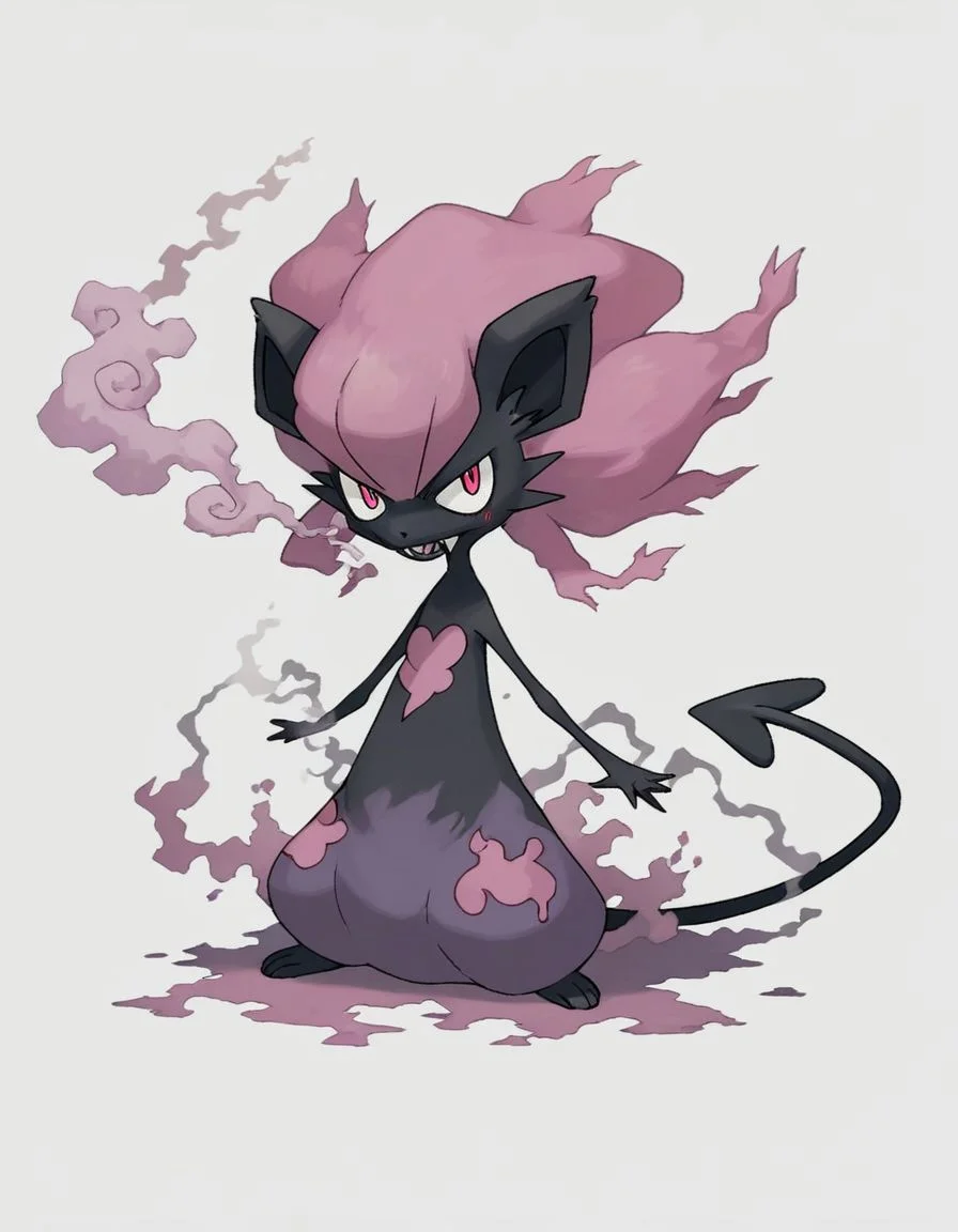 score_9,score_8_up,score_7_up, <lora:Navi_PokeDnaGen1_PonyXL_S1-000007:0.8> , nv-pokegen1, dark-type, poison-type, rodent , acid, smoke, glowing purple , demon tail,