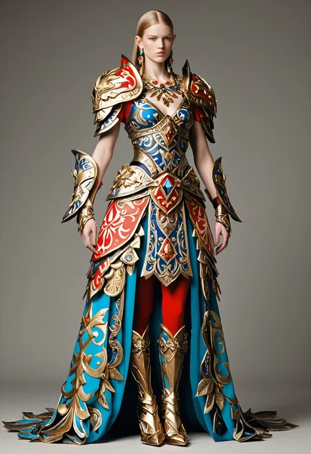 Legend of Zelda style <lora:Alexander McQueen-concept art-000005:1>, alexander mcqueen, concept art, armor dress . Vibrant, fantasy, detailed, epic, heroic, reminiscent of The Legend of Zelda series