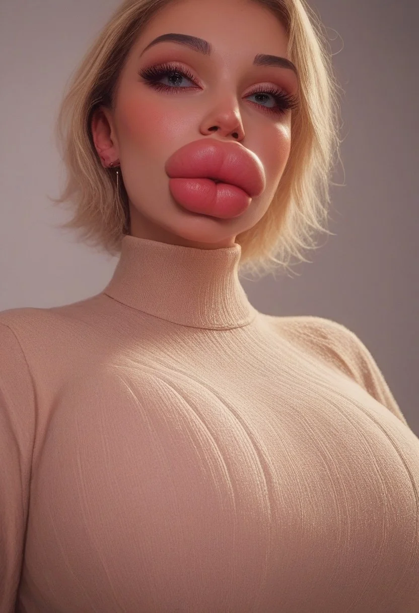 score_9, score_8_up, score_7_up, rating_safe, concept art, semi-realistic, 1girl, solo.
Young beautiful face, fit body, Cute face.
(Big breast), (round breasts:1.2),
Huge lips.