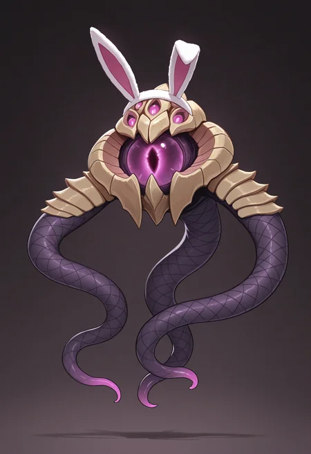 masterpiece, best quality, amazing quality, very aesthetic, absurdres,
velkozpdxl, monster, fake bunny ears, shy, no humans, <3, simple background, floating, tentacle monster, fishnet leggings, solo, <lora:Velkoz_IL:1>
