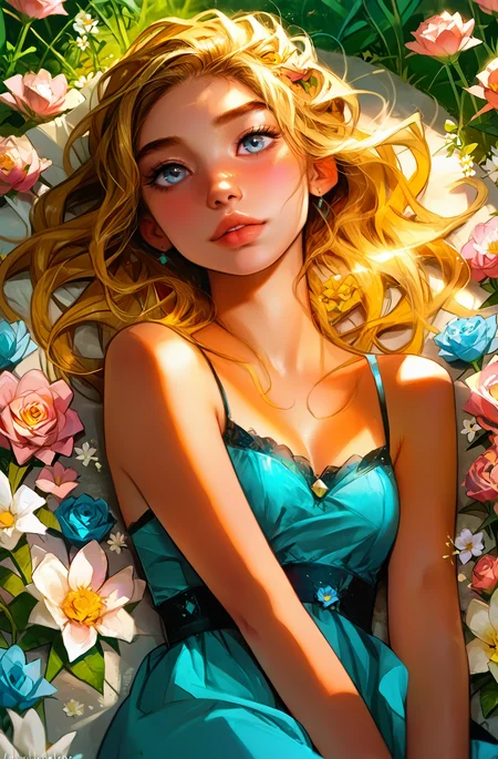score_9, score_8_up, score_7_up, score_6_up, ), (realistic face:1.2), masterpiece,best quality, highly detailed, masterpiece,best quality, highly detailed, source_cartoon, uncensored, rating_explicit, casual, shiny highlights, smooth skin, motion lines, sound effects,
(flowers:1.6), (maternity dress), lilies, roses, lying on back, lying on the floor, hands between legs,
adorable and beautiful young woman with long, flowing golden blonde hair, softly curled at the ends, bright blue eyes with a warm and inviting sparkle, smooth fair skin with a natural, radiant glow, her beauty enhanced by her graceful and friendly demeanor, (surprised:0.6)
highly detailed, intricate details in hair and makeup, masterpiece, best quality, ultra highres, original, extremely detailed, perfect lighting
<lora:incase---1:0.5> <lora:S1_Dramatic_Lighting_v2:0.5> s1_dram <lora:MythAnim3Style:0.8> MythAn1m3 <lora:l0tusbubbl3XLP:1> l0tusbubbl3 <lora:th3rm4lXLP:0.45> th3rm4l,