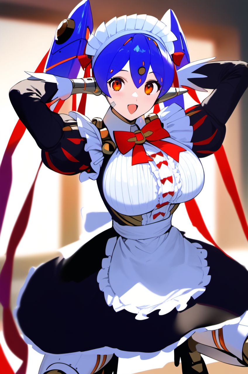 1girl, <lora:poppi_qt_(xb)_PONY_v1:1>, (poppi_qt_(xb)), solo, (large breasts:0.9), (sagging breasts:0.3), twintails, (cute), thighhighs, long sleeves, dress, ribbon, bow, frills, puffy sleeves, bowtie, apron, red bow, red ribbon, maid, maid headdress, juliet sleeves, red bowtie, waist apron, white apron, frilled apron, android, joints, robot joints, robot ears, (squatting, standing, arms behind head, spread legs,:1.1), (pov:1.1), (anguish:1.2),
best quality, masterpiece, (score_9), (score_8_up), (score_7_up), source_anime,<lora:HandFineTuning_XL:0.3>, anime, anime screencap,