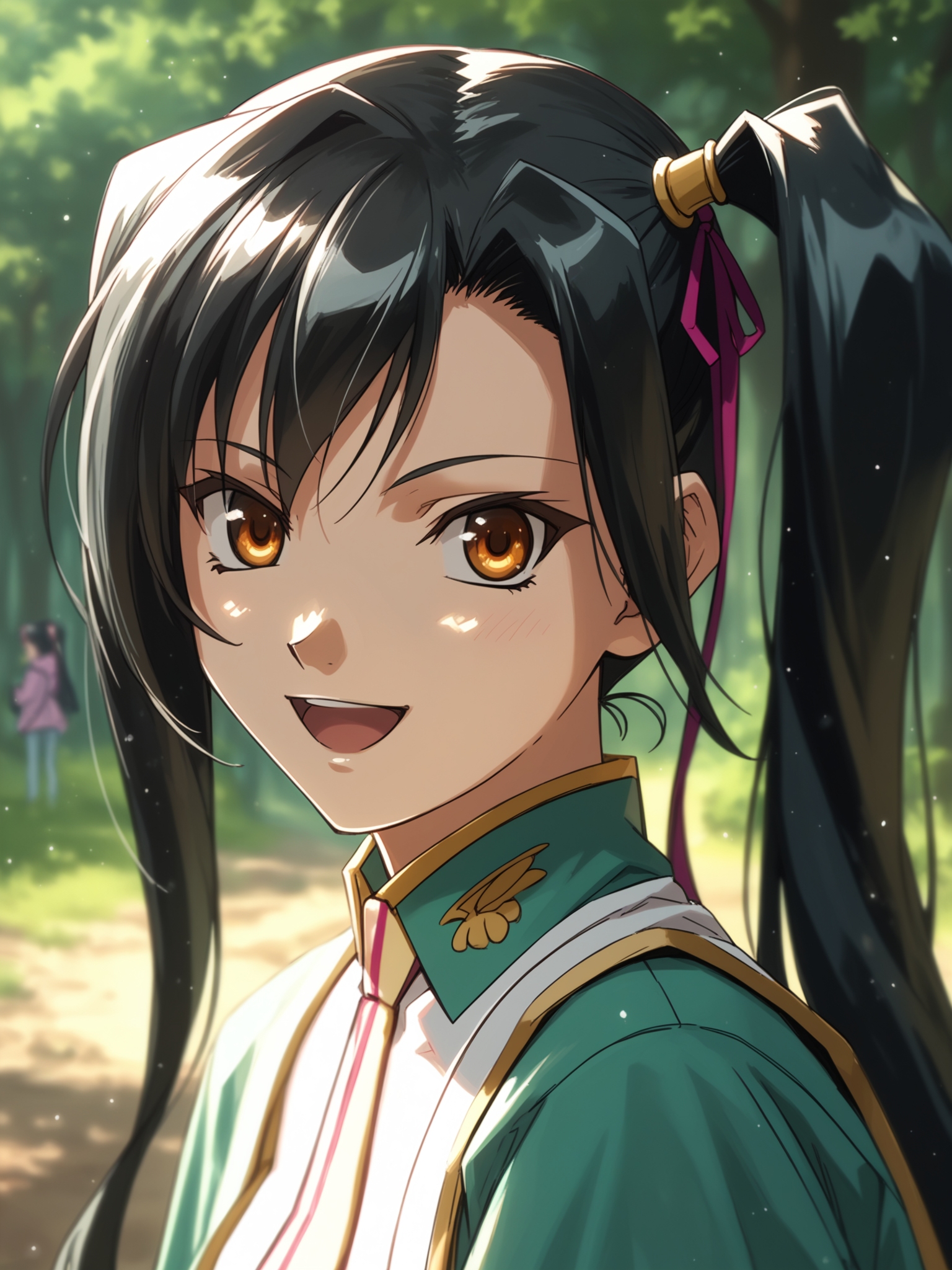 <lora:happy_tentacle-kanu-v0.1-000010:0.8>, ht_kanu, hair ribbon, one side up, outdoors , , cowboy shot, 1girl, (petite:1.2), solo focus, smile, open mouth, (looking at viewer:1.1), sidelighting, (depth of field:0.8), , [(realistic, photorealistic:1.3):(realistic:1.3):22], [(3d:1.2)::10], <lora:LUUNA's Lunas-NijiJourney-SDXL-B2:0.5>, nijijourney, <lora:prgfrg23's Counterfeit-V3.0 Style SDXL_LoRA_Pony Diffusion V6 XL:0.3> <lora:Shed_The_Skin's StS_age_slider_v1_initial_release:-1>, score_9, score_8_up, score_7_up, score_6_up, score_5_up, score_4_up,