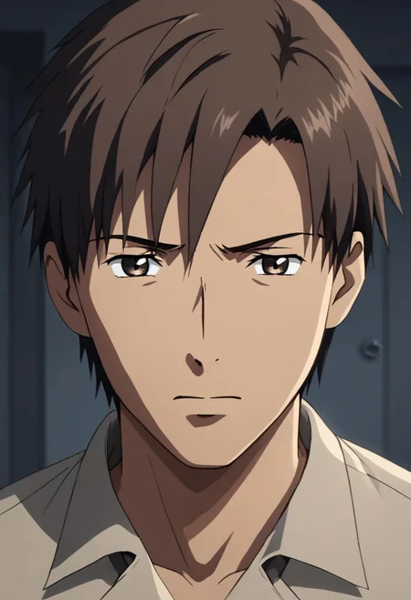 high resolution, solo, best quality, 1Boy, Takaki Toono, Brownish Hair, Brown Eyes, guts's test, haunted place, OverallDetail