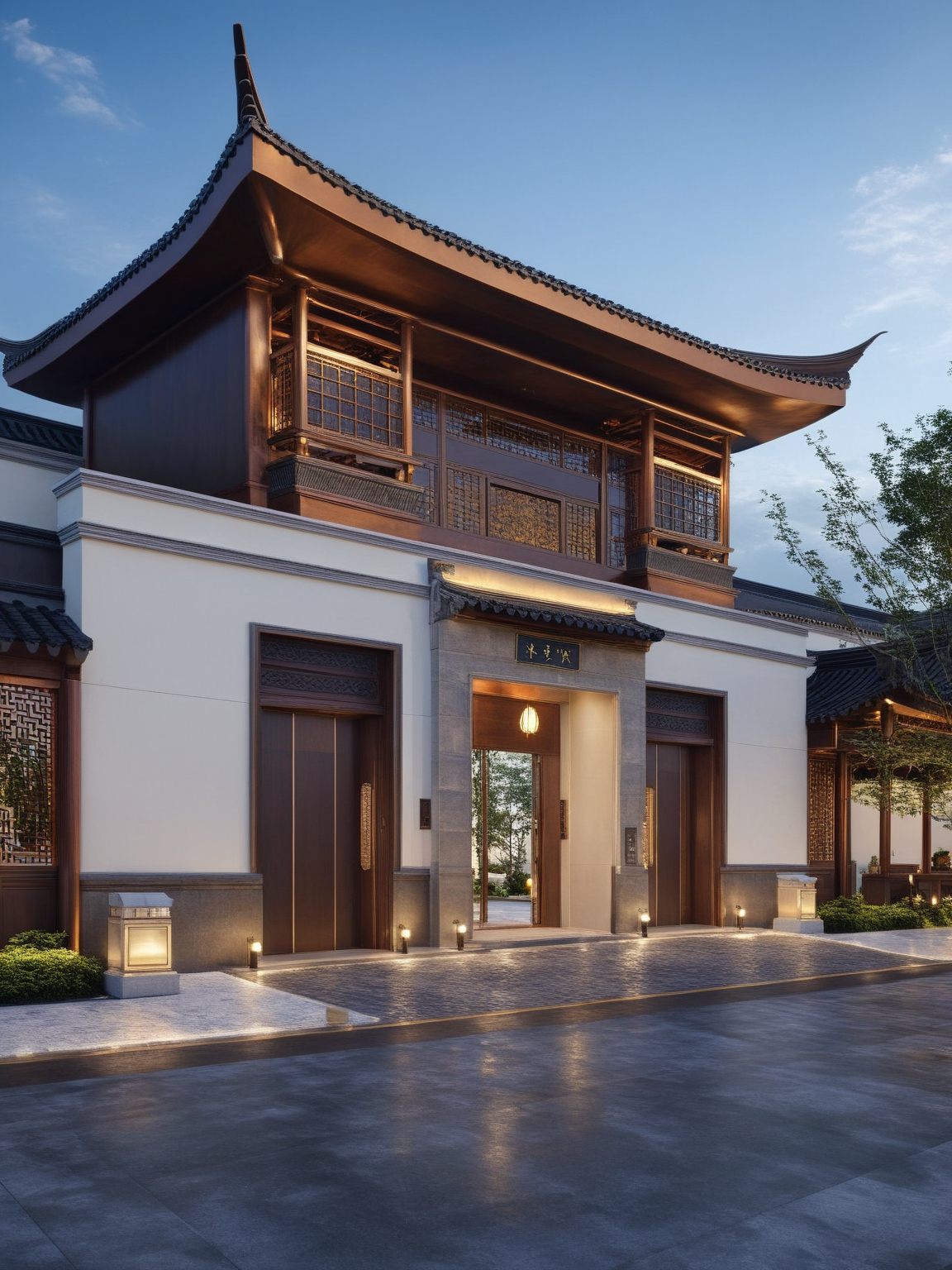 Architectural style Architectural style,   <lora:JJsChineseStyleHouse_XL:1>, ((Chinese Style House)),(masterpiece) , ((best quality)), dramatic lighting, high quality outdoors, sky, day, cloud, tree, blue sky, building, scenery, road, real world location,  sunlight, enough detail, high resolution,super realistic, Photorealistic, highly detailed, balcony, plants, door, car, truck, parking slot, paving, . Clean lines, architectural drawing, highly detailed  , . Clean lines, geometric shapes, minimalist, modern, architectural drawing, highly detailed