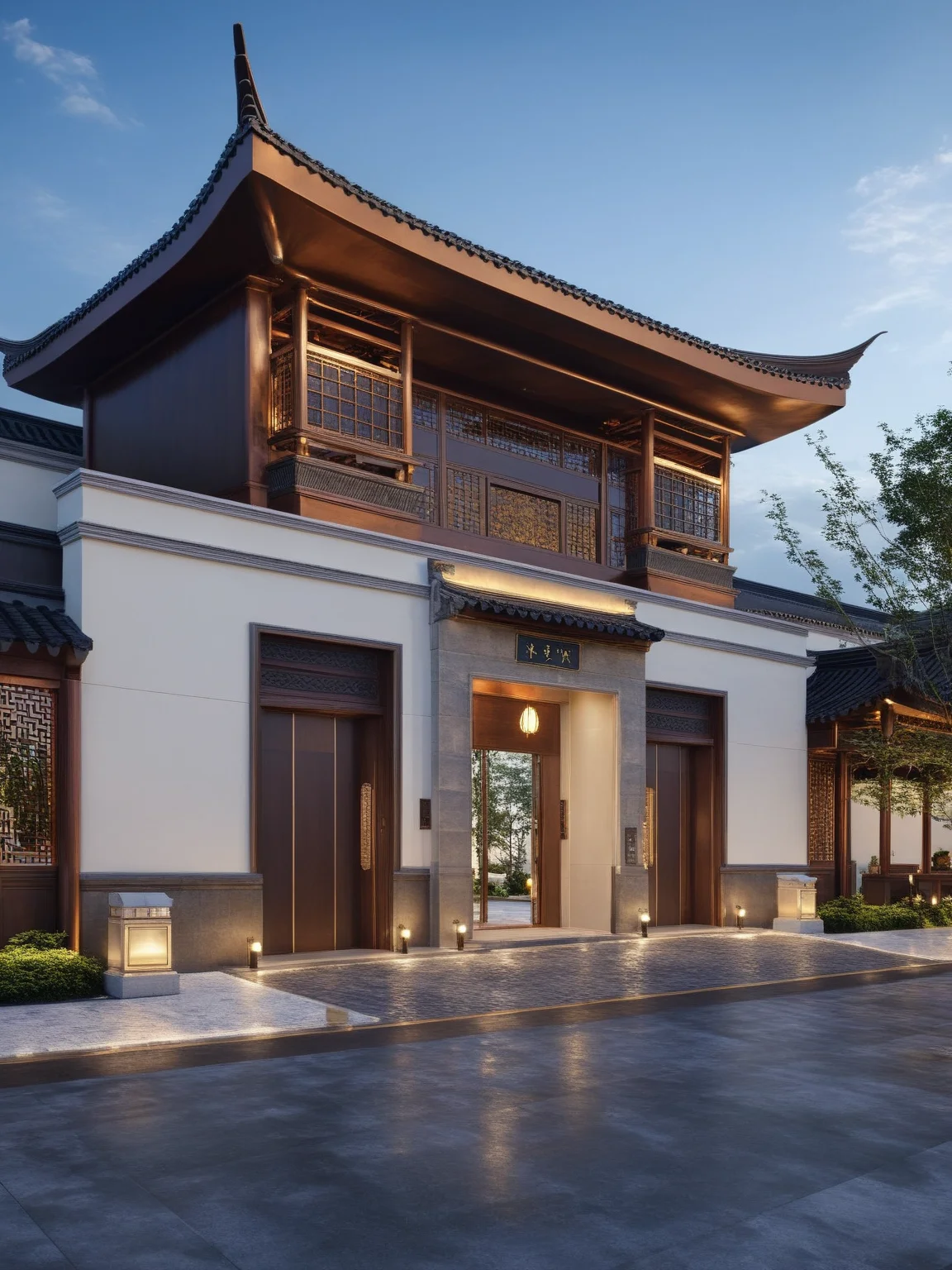Architectural style Architectural style, <lora:JJsChineseStyleHouse_XL:1>, ((Chinese Style House)),(masterpiece) , ((best quality)), dramatic lighting, high quality outdoors, sky, day, cloud, tree, blue sky, building, scenery, road, real world location, sunlight, enough detail, high resolution,super realistic, Photorealistic, highly detailed, balcony, plants, door, car, truck, parking slot, paving, . Clean lines, architectural drawing, highly detailed , . Clean lines, geometric shapes, minimalist, modern, architectural drawing, highly detailed