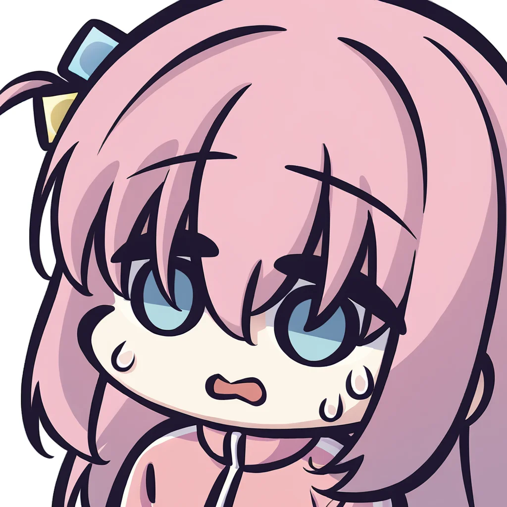 1girl, gotoh_hitori, cube_hair_ornament, pink_hair, solo, hair_ornament, blue_eyes, chibi, jacket, long_hair, open_mouth, white_background, one_side_up, pink_jacket, simple_background, track_jacket, sweat, hair_between_eyes,,<lora:Kei_Style_noob-4:1>,