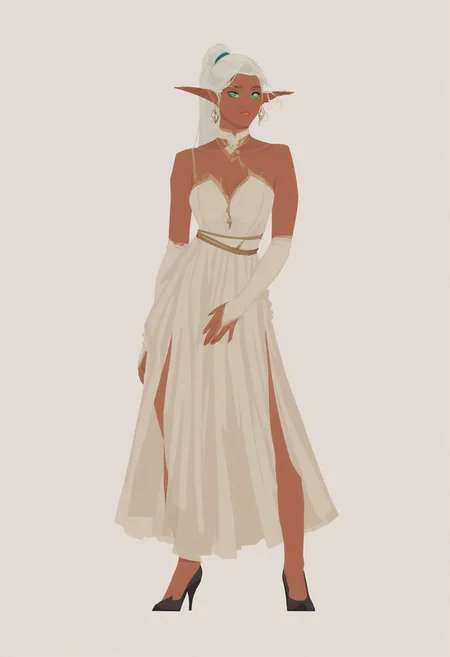 score_9, score_8_up, score_7_up, score_6_up, score_5_up, score_4_up, (ultra detailed, realistic), rating_explicit,
1girl, solo, sexy dress, cleavege, detailed eyes,
neve, elf, white hair, green eyes, earrings, elf pointy ears, long ponytail, dark-skinned elf,
<lora:a3ch-000015:1> kingdom of deception