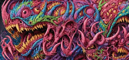 <lora:brho:0.6>brho, hyperbeast, sharp teeth, eyes, claws, mouths, goo splatter,, highly intricate details