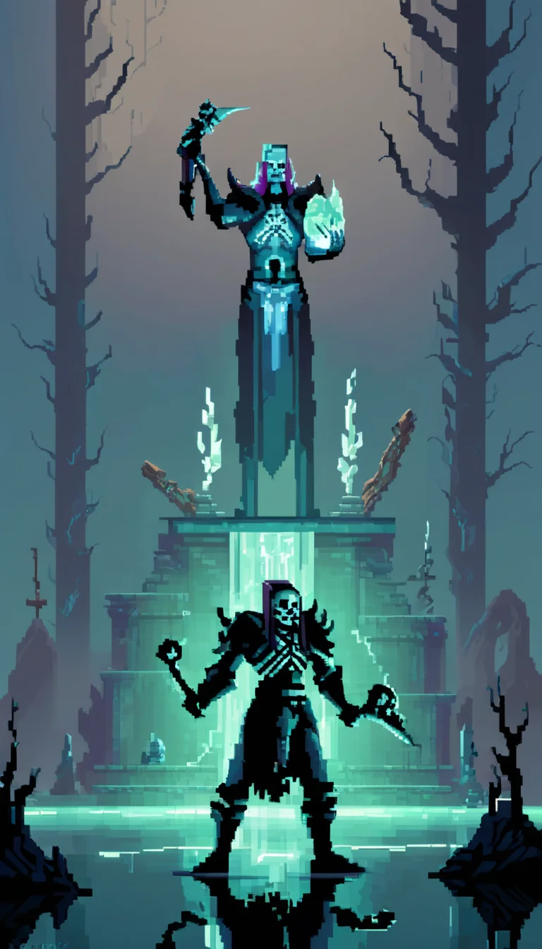pixel-art Cinematic scene, hero view, d4d necromancer <lora:diablo_4_necromancer_xl_v1:1>, action pose, masterpiece, best quality, high quality, highres, absurdres . low-res, blocky, pixel art style, 8-bit graphics