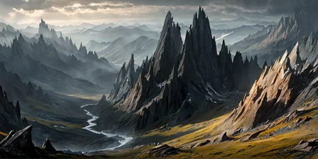 masterpiece, best quality, amazing quality, very aesthetic, absurdres, scenery, official art, Jagged, mountainous terrain that seems to breathe and shift, with pulsating, vein-like patterns glowing beneath the rock.