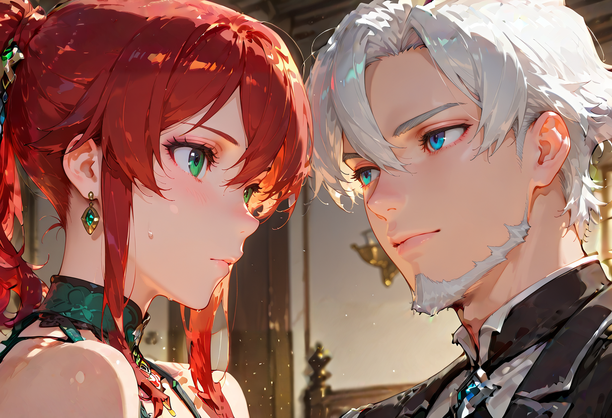 <lora:ALYX:0.4>, anime screencap, anime coloring, <lora:Eyes_Lora_Pony_Perfect_eyes:0.5>, 1girl, 1boy, <lora:noobai_vpred_1_masterpieces_v23:0.5>, masterpiece, best quality,
BREAK <lora:Alethea:0.8>, red hair, green eyes, Alethea
BREAK <lora:Samuel_von_Heathcliff:0.8>, White hair, blue eyes, Samuel von Heathcliff,