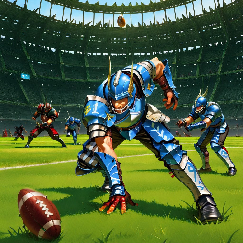 blood bowl style,11 boys,stadium,grass,one ball on the ground,playing,human,armor,
masterpiece, good quality,best quality, ultra-detailed, best illustration, high quality, absurdres, detailed background, very aesthetic, highly detailed, highres, high quality, best quality, Sian art style, official art, game cg,
