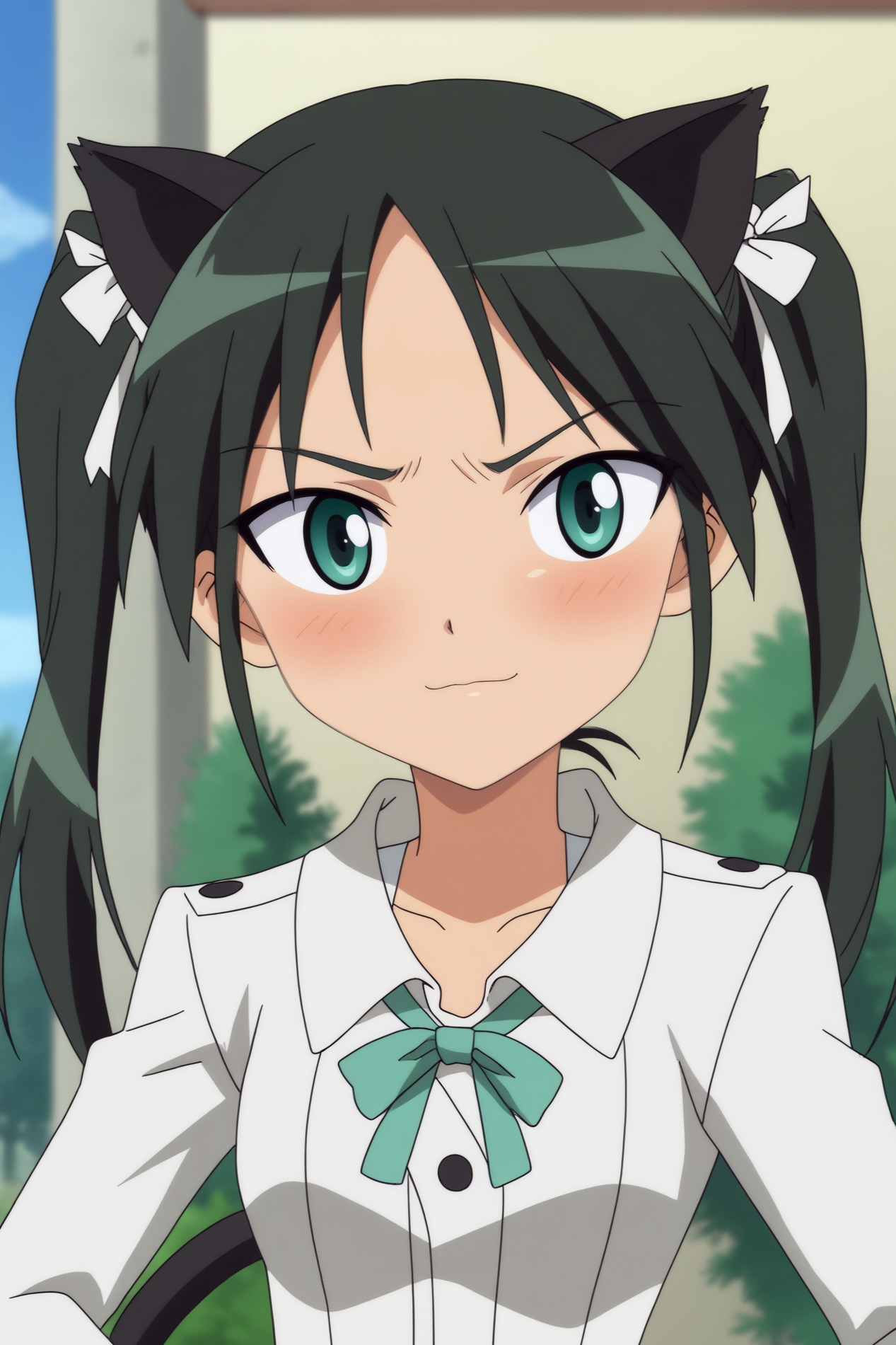 anime screencap, Gattino, cat ears, cat tail, upper body, solo <lora:Strike_Witches-Gattino-PDXL-s1:0.8>