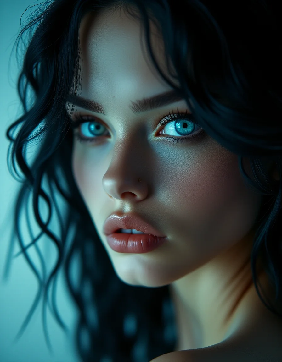 bonex lilith a beautiful natural feminine face, blue eye in bone city <lora:ral-ertmsphr_flux:1> ral-ertmsphr