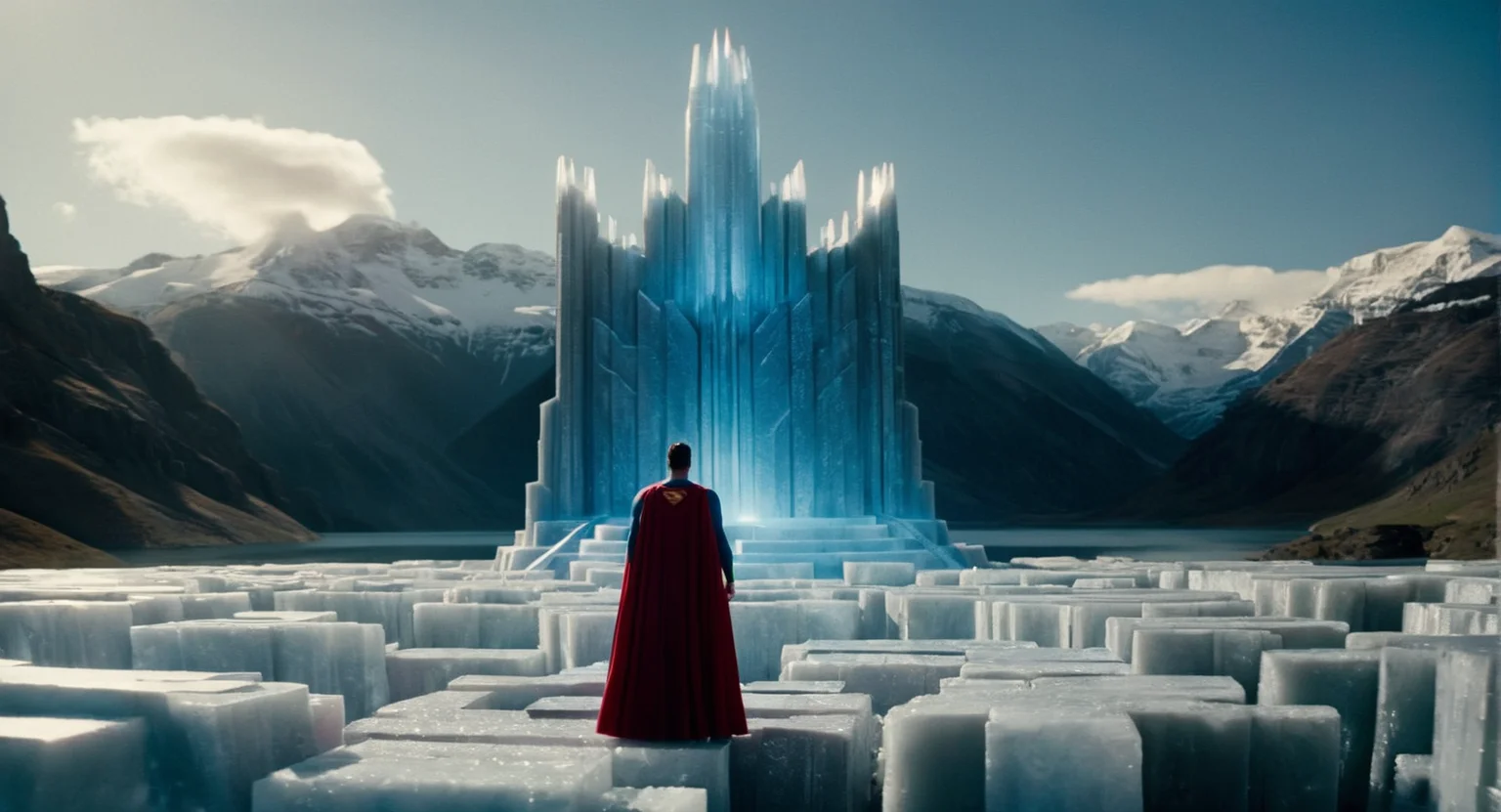 cinematic film still of  <lora:Fortress of Solitude:1>
Fortress of Solitude superman in front of a mountain with big giant Fortress of Solitude in the background, shallow depth of field, vignette, highly detailed, high budget, bokeh, cinemascope, moody, epic, gorgeous, film grain, grainy