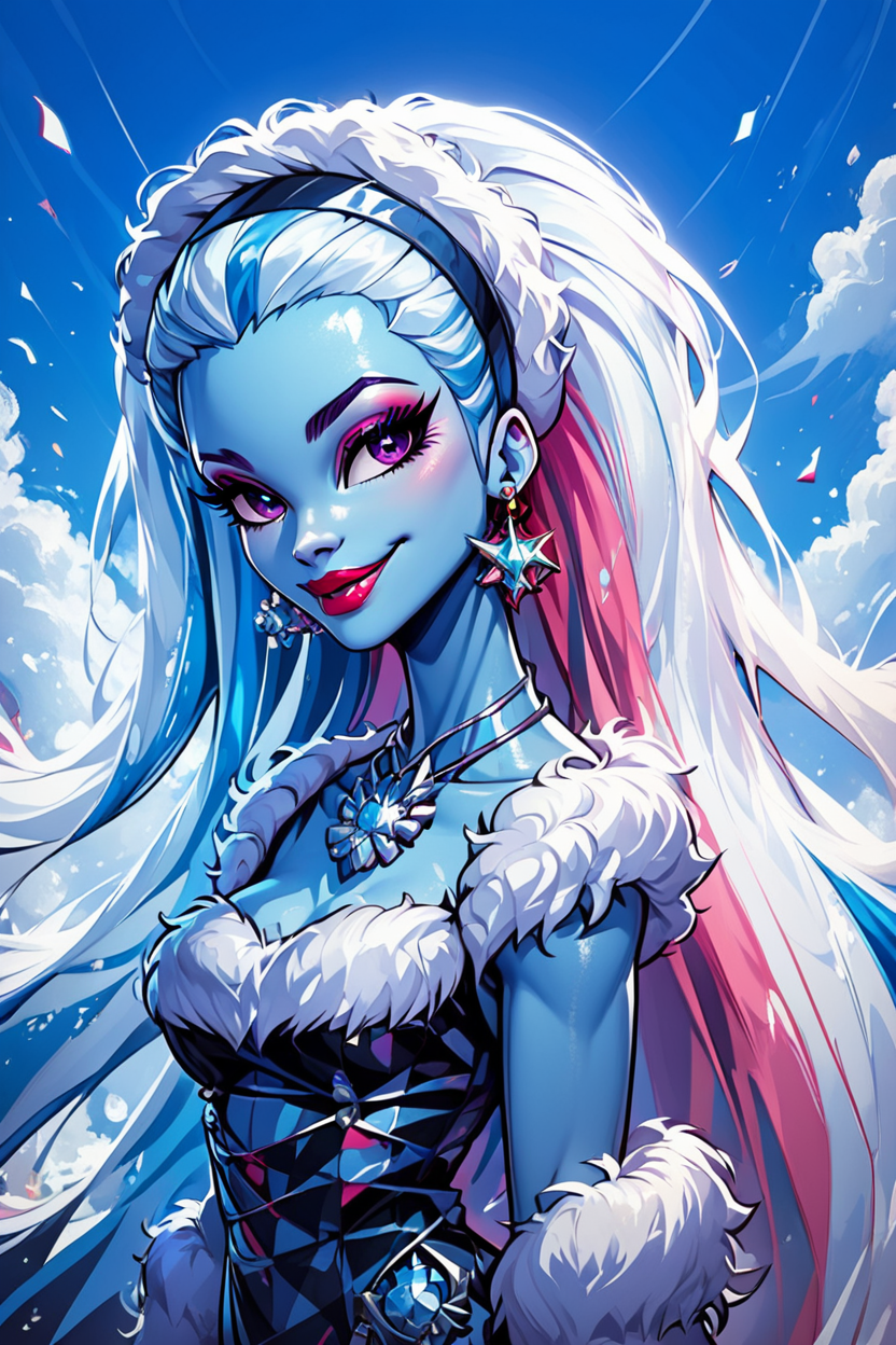 score_9, score_8_up, score_8, medium breasts, (curvy), cute, eyelashes,       ,,, , ,,, zzAbbey, purple eyes, blue hair, hairband, long hair, multicolored hair, pink hair, very long hair, white hair, colored skin, blue skin, makeup, jewelry, dress, earrings, fur trim, bare shoulders, necklace, eyeshadow, lipstick,  <lora:AbbeyBominable_MH_PDXL:0.8>,    ,,,, BREAK, embedding:zPDXL, Expressiveh, ,,, <lora:EnergyCAT:1.0>, solo, smile, looking at viewer, aura, blue sky, ,,, <lora:SDXLFaeTastic2400:0.5>, <lora:Expressive_H-000001:0.4>,