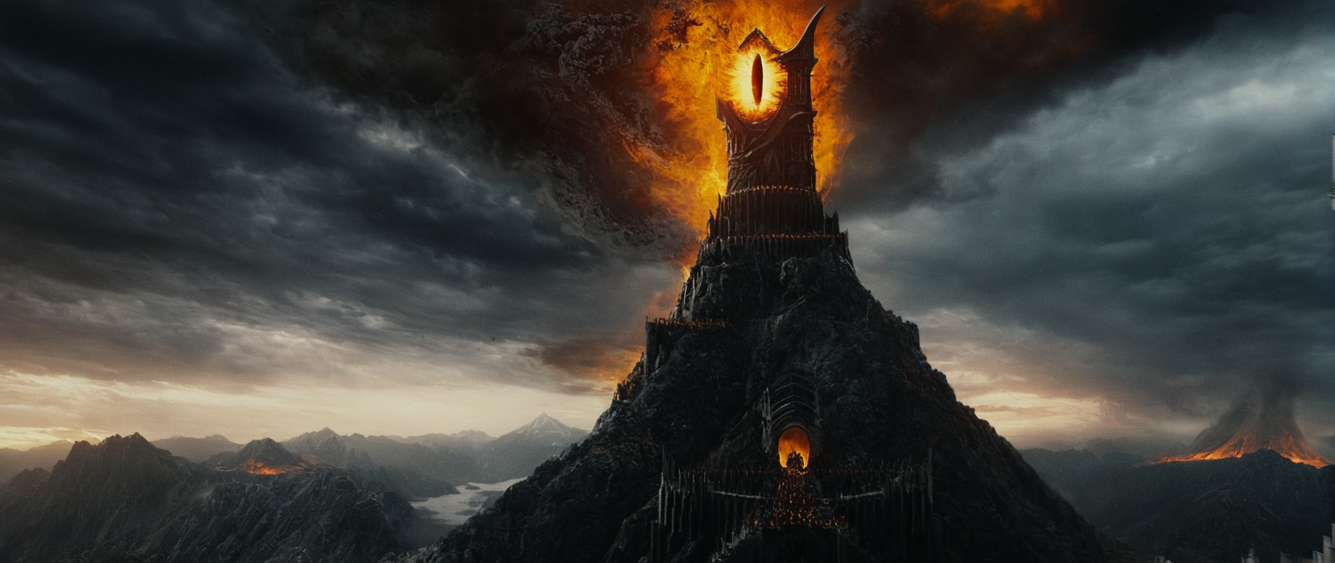 Horror-themed,  <lora:The Lord of the Rings style v2:0.8>
 <lora:The Lord of the Rings style:0.6>
 <lora:Chiaroscuro Lighting Style:0.4>
In a Fantasy Middle-earth world in the dark ages Eye of Sauron a fire eye is shown in the middle of a dark sky,Watchtower,sky,cloud,no humans,glowing,fire,scythe,watercraft , dramatic light, dramatic shadow light, film contrast, cinematic film color, cinematic film look, filmic, realistic, realism, perfection, perfect, movie still, fantasy drama, epic drama, fictional, Age of Wonders, Age of Empires, warriors,  Medieval style, middle ages, dungeons and dragons style, different people, different, unique, kingdoms and castles, violent, aggressive, detailed, perfection, detailed face, detailed body, detailed hands, detailed eyes, sharp, horror themed, dark themed, epic fantasy adventure film style, Legendary, mythical, The Lord of the Rings style, Eerie, unsettling, dark, spooky, suspenseful, grim, highly detailed