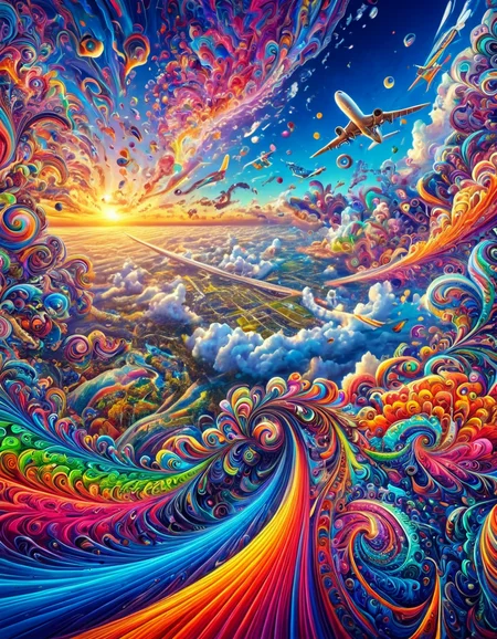 Masterpiece psychedelicv2lora, colorful, scenery, sky, pov of an airplane . Exquisite detail, flawless composition, high-resolution, stunning quality