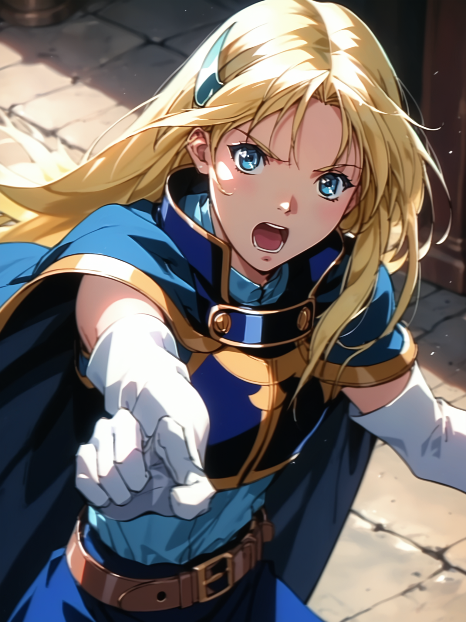 <lora:happy_tentacle-sharon-v0.3-000010:0.9>, ht_sharon, crescent hair ornament, (blue dress:0.6), breastplate, shoulder armor, cape, belt, elbow gloves, white gloves, blue eyes , cowboy shot, 1girl, (petite:1.2), solo focus, (screaming:1.1), (looking at viewer:1.1), backlighting, (depth of field:0.8), from above, [(realistic, photorealistic:1.3):(realistic:1.3):22], [(3d:1.2)::10], <lora:LUUNA's Lunas-NijiJourney-SDXL-B2:0.5>, nijijourney, <lora:prgfrg23's Counterfeit-V3.0 Style SDXL_LoRA_Pony Diffusion V6 XL:0.35> <lora:Shed_The_Skin's StS_age_slider_v1_initial_release:-1>, score_9, score_8_up, score_7_up, score_6_up, score_5_up, score_4_up,