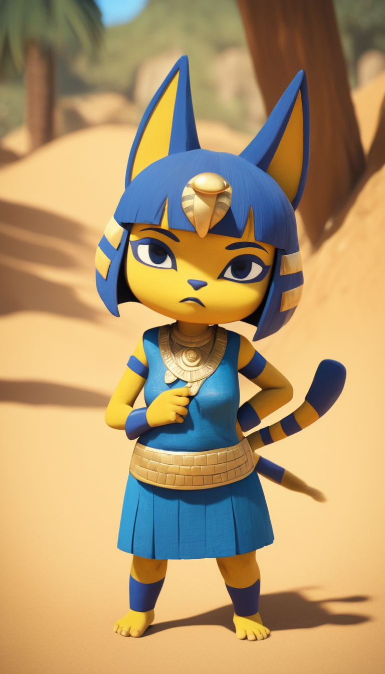 Cinematic scene, hero view, Ankha, Animal Crossing <lora:ankha_v0.0.1:1>, action pose, nature, detailed background, masterpiece, best quality, high quality, absurdres, RAW candid cinema, 16mm, color graded portra 400 film, remarkable color, ultra realistic, textured skin, remarkable detailed pupils, realistic dull skin noise, visible skin detail, skin fuzz, dry skin, shot with cinematic camera
