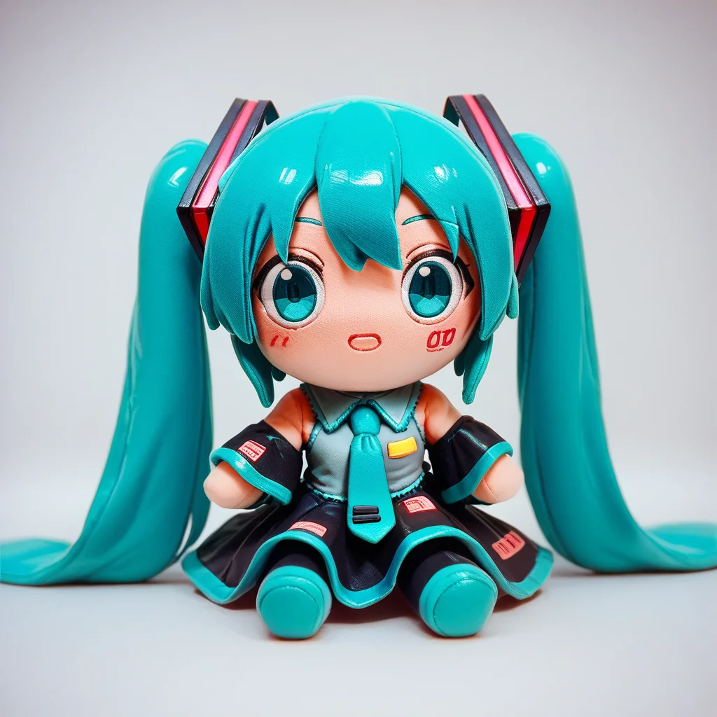 score_9, score_8_up, score_7_up, score_6_up, mikus-furmo, full body, looking at the view, fumo style, sitting, simple background, toys, toys, hatsune miku, 1girl