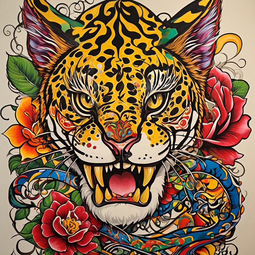Ed hardy  look alike art, complete bold art work and characters
masterpiece, excellent