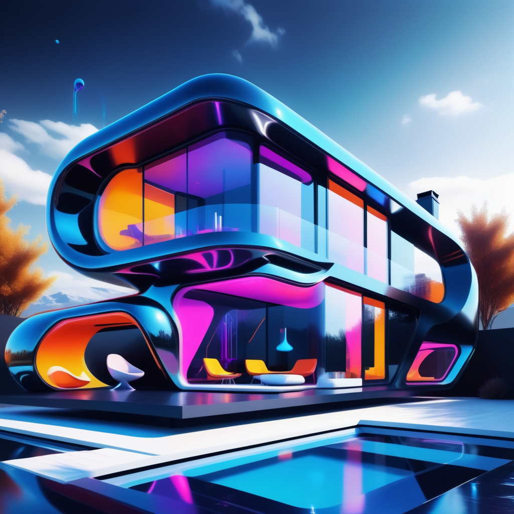 a house made out of Jed-CyFut,   <lora:CyberFuturisticStyle:0.7>