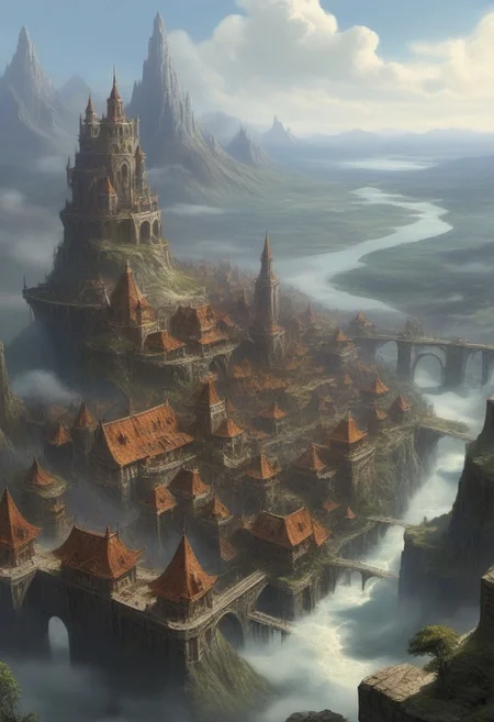 netheril was a nation of flying cities in the old and anciente fantasy world of Faerun from dungeons and dragons, it's cities flies with grace and powerfull and amazing magic, it's spells are so gloweing and full of life in it's breathtaking forms