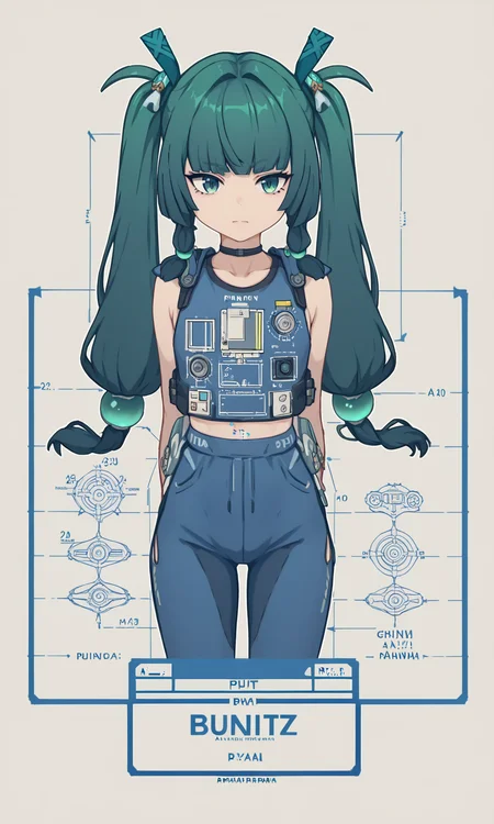 score_9, score_8_up, score_7_up, score_6_up, score_5_up, source_anime,
<lora:Blueprint__Technical_Drawing-pony:0.8>, blu3print, technical drawing, white lines, blueprint, blue theme,
<lora:qingyi.pony:0.9>, qingyi, line art,