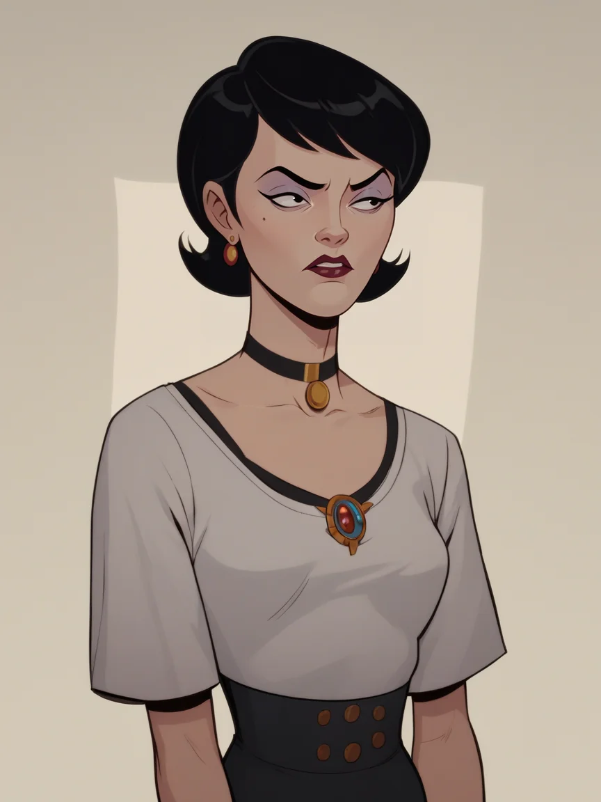 score_9, score_8_up, score_7_up, score_6_up, score_5_up,   <lora:VentureBrosXLP:1> venture bros, solo, 1girl, black hair,