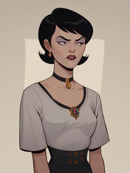 score_9, score_8_up, score_7_up, score_6_up, score_5_up, <lora:VentureBrosXLP:1> venture bros, solo, 1girl, black hair,