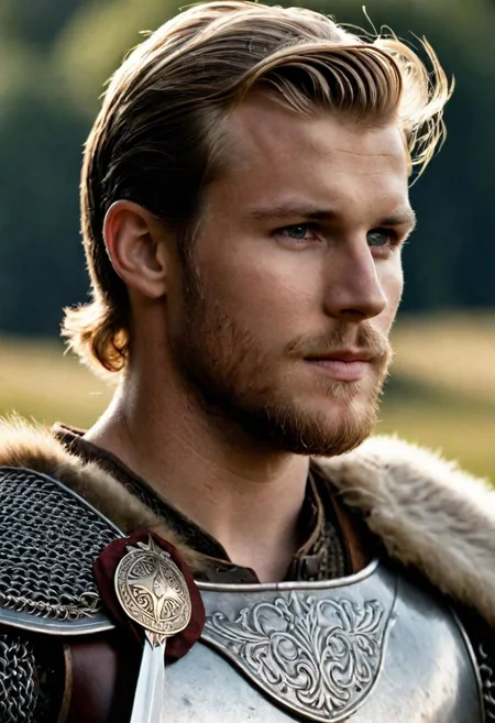 23 years old
cinematic film still young Harald Eirikssn shallow depth of field, vignette, highly detailed, , strong, firm Viking warlord, huscal, sword, war, combat, chain mail, sunburst, heavenly, furs
