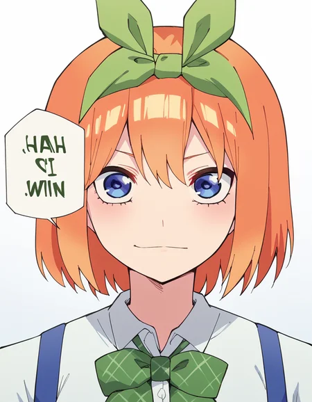 score_9, score_8_up, score_7_up, source_anime, <lora:yotsuba-nakano-s2-ponyxl-lora-nochekaiser:1>, yotsuba nakano, bangs, short hair, blue eyes, hair between eyes, hair ribbon, hairband, orange hair, green ribbon, large breasts,, <lora:nah-id-win-ponyxl-lora-nochekaiser:1> nah id win, nah i'd win (meme), english text, speech bubble, meme, talking, straight-on, portrait, , ,