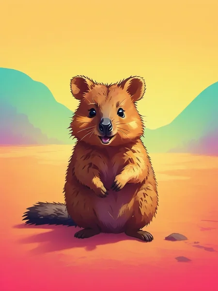 quokka, solo, gradient_background, <lora:niniv2:0.7>