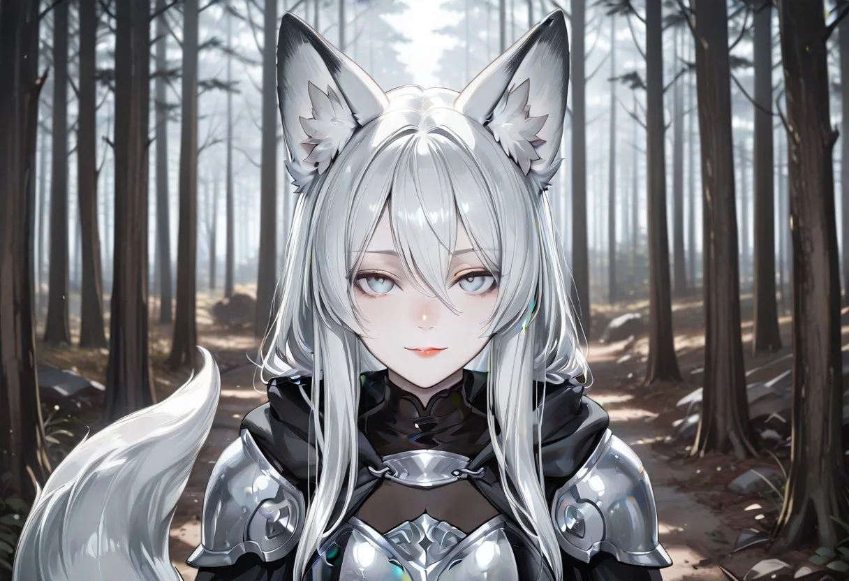 lazympos, 1girl, fox girl, fox ears, fox tail, ash blond hair, pale skin, ice blue eyes, fantasy armor, chestplate, cloak, glance toward viewer,
BREAK
ambient occlusion, raytracing, soft lantern glow, blurred background, indors, quiet shadows, (beautiful face)
BREAK
masterpiece, best quality, highly detailed, ultra-detailed,
BREAK
yakan2g0u_illu, c3lesti4l_illu, traditional media, aosiai123_illu