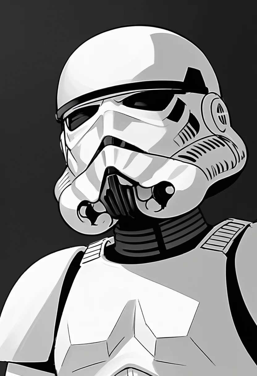 score_9, score_8_up,
1boy, stormtrooper, armor, helmet, upper body, monochrome, greyscale, gesugao, sketch, black background <lora:StormtrooperXL:1>