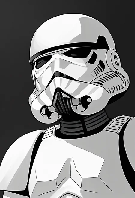 score_9, score_8_up,
1boy, stormtrooper, armor, helmet, upper body, monochrome, greyscale, gesugao, sketch, black background <lora:StormtrooperXL:1>