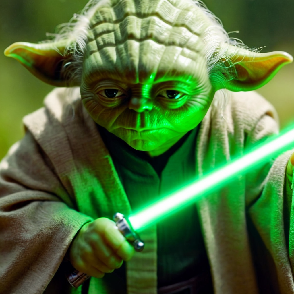 cinematic film still of  <lora:Yoda:1.2>
Yoda a close up of a person holding a green light saber In Star Wars Universe, shallow depth of field, vignette, highly detailed, high budget, bokeh, cinemascope, moody, epic, gorgeous, film grain, grainy